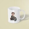 Custom Rider on a Classic Motorcycle Face Cutout – Mug Custom Rider on a Classic Motorcycle Face Cutout shown on a mug mockup