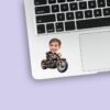 Custom Rider on a Classic Motorcycle Face Cutout – Sticker Custom Rider on a Classic Motorcycle Face Cutout shown on a sticker mockup