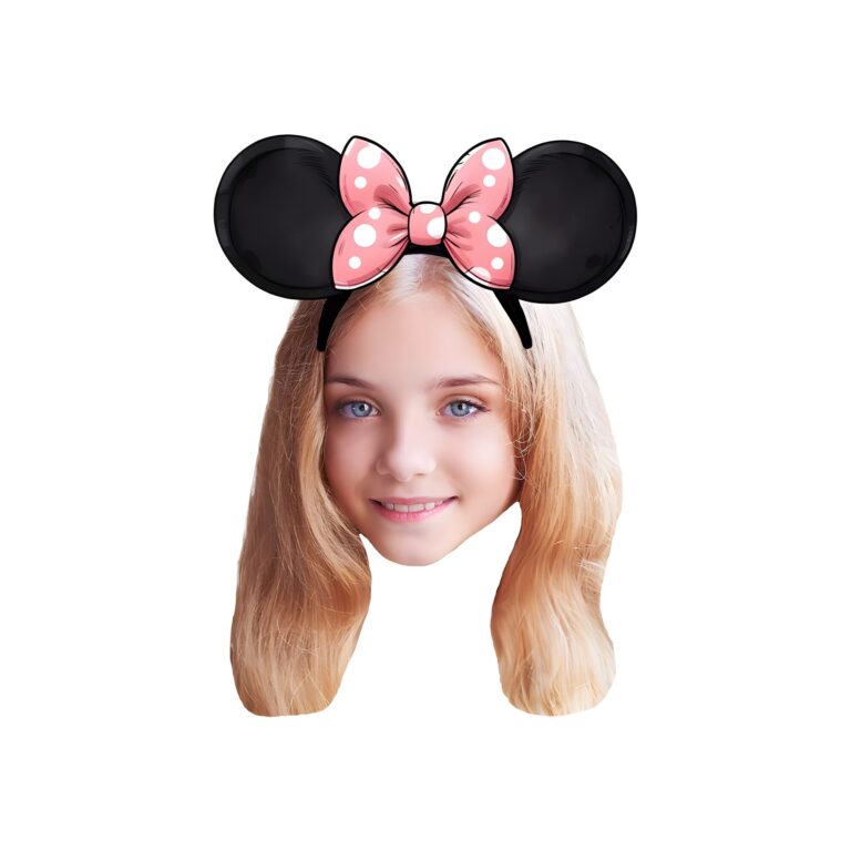 Custom Pink Polka-Dot Round-Ear Bow Portrait Face Cutout – Original Custom Pink Polka-Dot Round-Ear Bow Portrait Face Cutout design preview