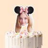 Custom Pink Polka-Dot Round-Ear Bow Portrait Face Cutout – Cake Topper Custom Pink Polka-Dot Round-Ear Bow Portrait Face Cutout shown on a cake topper mockup