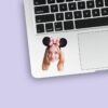 Custom Pink Polka-Dot Round-Ear Bow Portrait Face Cutout – Sticker Custom Pink Polka-Dot Round-Ear Bow Portrait Face Cutout shown on a sticker mockup