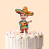 Custom Fiesta Guitarist in a Sombrero Face Cutout – Cake Topper Custom Fiesta Guitarist in a Sombrero Face Cutout shown on a cake topper mockup