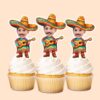 Custom Fiesta Guitarist in a Sombrero Face Cutout – Cupcake Topper Custom Fiesta Guitarist in a Sombrero Face Cutout shown on a cupcake topper mockup