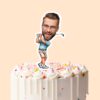 Custom Golfer Completing Light Blue Polo Face Cutout – Cake Topper Custom Golfer Completing Light Blue Polo Face Cutout shown on a cake topper mockup