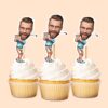 Custom Golfer Completing Light Blue Polo Face Cutout – Cupcake Topper Custom Golfer Completing Light Blue Polo Face Cutout shown on a cupcake topper mockup