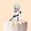 Custom Ice Hockey Skater Handling a Puck Face Cutout – Cake Topper Custom Ice Hockey Skater Handling a Puck Face Cutout shown on a cake topper mockup