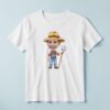 Custom Farmer Holding Wide Straw Hat Red Check Face Cutout – T-shirt Custom Farmer Holding Wide Straw Hat Red Check Face Cutout shown on a T-shirt mockup