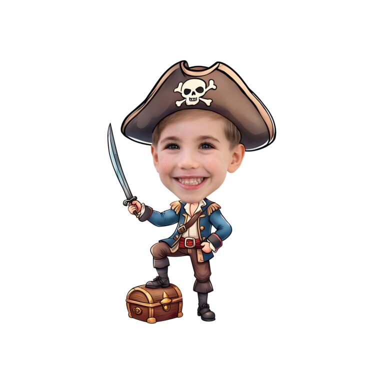 Custom Blue-Coated Pirate with Sword and Chest Face Cutout – Original Custom Blue-Coated Pirate with Sword and Chest Face Cutout design preview