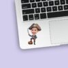 Custom Blue-Coated Pirate with Sword and Chest Face Cutout – Sticker Custom Blue-Coated Pirate with Sword and Chest Face Cutout shown on a sticker mockup