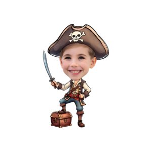 Custom Red-Vested Pirate with Sword and Chest Face Cutout – Original Custom Red-Vested Pirate with Sword and Chest Face Cutout design preview