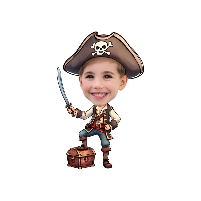 Custom Red-Vested Pirate with Sword and Chest Face Cutout – Original Custom Red-Vested Pirate with Sword and Chest Face Cutout design preview