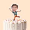 Custom Teal-Jacket Bowler Follow-Through Face Cutout – Cake Topper Custom Teal-Jacket Bowler Follow-Through Face Cutout shown on a cake topper mockup