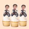 Custom Dirt-Bike Rider Orange Riding Gear Face Cutout – Cupcake Topper Custom Dirt-Bike Rider Orange Riding Gear Face Cutout shown on a cupcake topper mockup