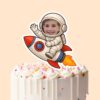 Custom Astronaut Riding White Astronaut Suit Face Cutout – Cake Topper Custom Astronaut Riding White Astronaut Suit Face Cutout shown on a cake topper mockup