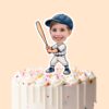 Custom Baseball Batter White Uniform Face Cutout – Cake Topper Custom Baseball Batter White Uniform Face Cutout shown on a cake topper mockup