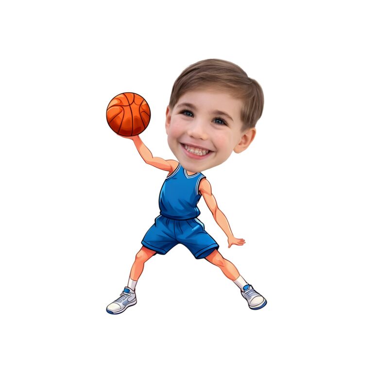 Custom Basketball Player Holding a Ball High Face Cutout – Original Custom Basketball Player Holding a Ball High Face Cutout design preview