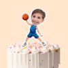 Custom Basketball Player Holding a Ball High Face Cutout – Cake Topper Custom Basketball Player Holding a Ball High Face Cutout shown on a cake topper mockup
