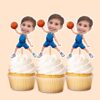 Custom Basketball Player Holding a Ball High Face Cutout – Cupcake Topper Custom Basketball Player Holding a Ball High Face Cutout shown on a cupcake topper mockup