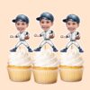 Custom Baseball Fielder White Pinstripe Face Cutout – Cupcake Topper Custom Baseball Fielder White Pinstripe Face Cutout shown on a cupcake topper mockup