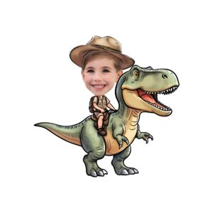 Custom Green Tyrannosaur Brown Safari Hat Face Cutout – Original Custom Green Tyrannosaur Brown Safari Hat Face Cutout design preview