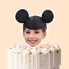 Custom Black Round-Ear Cap Portrait Face Cutout – Cake Topper Custom Black Round-Ear Cap Portrait Face Cutout shown on a cake topper mockup
