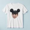 Custom Black Round-Ear Cap Portrait Face Cutout – T-shirt Custom Black Round-Ear Cap Portrait Face Cutout shown on a T-shirt mockup