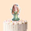 Custom Flower-Crowned Woodland Fairy Face Cutout – Cake Topper Custom Flower-Crowned Woodland Fairy Face Cutout shown on a cake topper mockup
