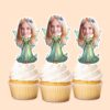 Custom Flower-Crowned Woodland Fairy Face Cutout – Cupcake Topper Custom Flower-Crowned Woodland Fairy Face Cutout shown on a cupcake topper mockup