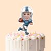 Custom Blue-Uniform Football White Helmet Face Cutout – Cake Topper Custom Blue-Uniform Football White Helmet Face Cutout shown on a cake topper mockup