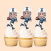 Custom Blue-Uniform Football White Helmet Face Cutout – Cupcake Topper Custom Blue-Uniform Football White Helmet Face Cutout shown on a cupcake topper mockup