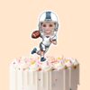 Custom White-Uniform Football Runner Face Cutout – Cake Topper Custom White-Uniform Football Runner Face Cutout shown on a cake topper mockup