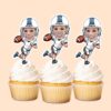 Custom White-Uniform Football Runner Face Cutout – Cupcake Topper Custom White-Uniform Football Runner Face Cutout shown on a cupcake topper mockup