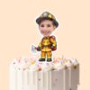 Custom Firefighter Carrying an Axe Face Cutout – Cake Topper Custom Firefighter Carrying an Axe Face Cutout shown on a cake topper mockup