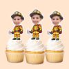 Custom Firefighter Carrying an Axe Face Cutout – Cupcake Topper Custom Firefighter Carrying an Axe Face Cutout shown on a cupcake topper mockup