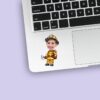 Custom Firefighter Carrying an Axe Face Cutout – Sticker Custom Firefighter Carrying an Axe Face Cutout shown on a sticker mockup
