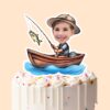 Custom Angler Fishing from a Rowboat Face Cutout – Cake Topper Custom Angler Fishing from a Rowboat Face Cutout shown on a cake topper mockup