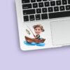 Custom Angler Fishing from a Rowboat Face Cutout – Sticker Custom Angler Fishing from a Rowboat Face Cutout shown on a sticker mockup