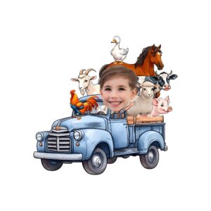 Custom Child Driving a Blue Farm Truck Full Face Cutout – Original Custom Child Driving a Blue Farm Truck Full Face Cutout design preview