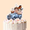 Custom Child Driving a Blue Farm Truck Full Face Cutout – Cake Topper Custom Child Driving a Blue Farm Truck Full Face Cutout shown on a cake topper mockup