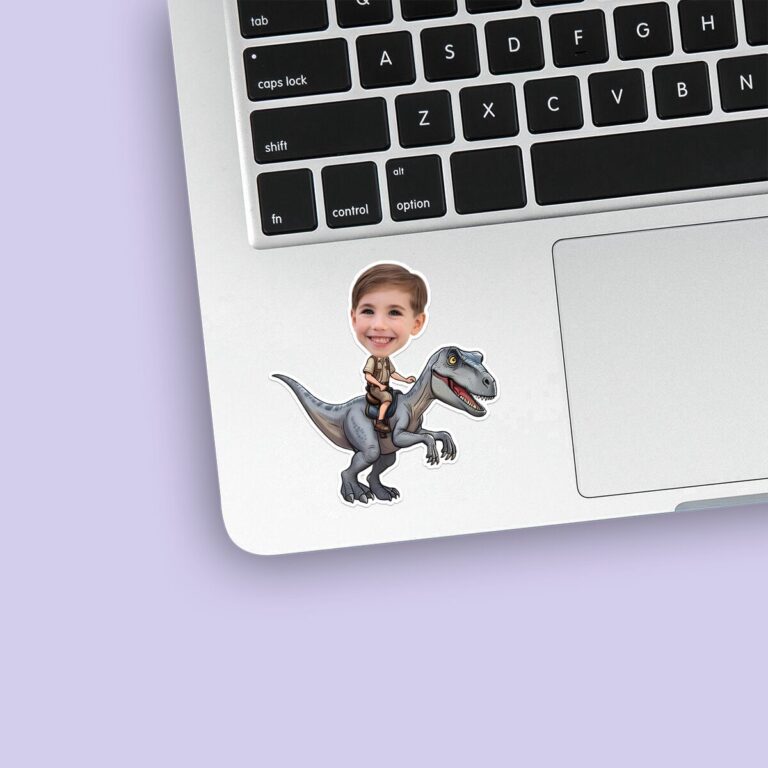 Custom Gray Raptor Explorer Rider Face Cutout – Sticker Custom Gray Raptor Explorer Rider Face Cutout shown on a sticker mockup