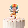 Custom Rainbow-Wig Circus Clown Face Cutout – Cake Topper Custom Rainbow-Wig Circus Clown Face Cutout shown on a cake topper mockup