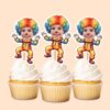 Custom Rainbow-Wig Circus Clown Face Cutout – Cupcake Topper Custom Rainbow-Wig Circus Clown Face Cutout shown on a cupcake topper mockup
