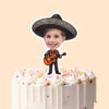 Custom Mariachi-Style Embroidered Sombrero Face Cutout – Cake Topper Custom Mariachi-Style Embroidered Sombrero Face Cutout shown on a cake topper mockup