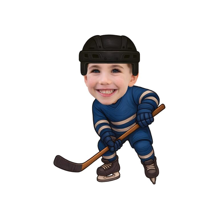 Custom Navy-Uniform Ice Hockey Skater Face Cutout – Original Custom Navy-Uniform Ice Hockey Skater Face Cutout design preview