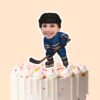 Custom Navy-Uniform Ice Hockey Skater Face Cutout – Cake Topper Custom Navy-Uniform Ice Hockey Skater Face Cutout shown on a cake topper mockup