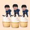 Custom Navy-Uniform Ice Hockey Skater Face Cutout – Cupcake Topper Custom Navy-Uniform Ice Hockey Skater Face Cutout shown on a cupcake topper mockup