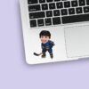 Custom Navy-Uniform Ice Hockey Skater Face Cutout – Sticker Custom Navy-Uniform Ice Hockey Skater Face Cutout shown on a sticker mockup