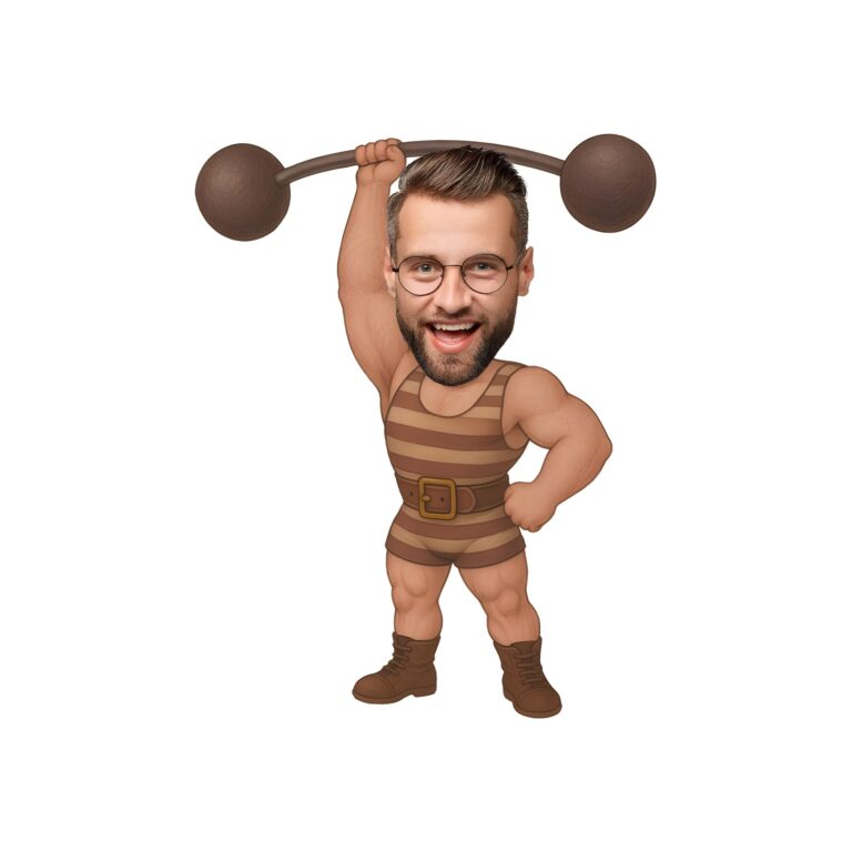 Custom Circus Strongman Brown Striped Singlet Face Cutout – Original Custom Circus Strongman Brown Striped Singlet Face Cutout design preview
