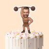 Custom Circus Strongman Brown Striped Singlet Face Cutout – Cake Topper Custom Circus Strongman Brown Striped Singlet Face Cutout shown on a cake topper mockup