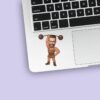 Custom Circus Strongman Brown Striped Singlet Face Cutout – Sticker Custom Circus Strongman Brown Striped Singlet Face Cutout shown on a sticker mockup